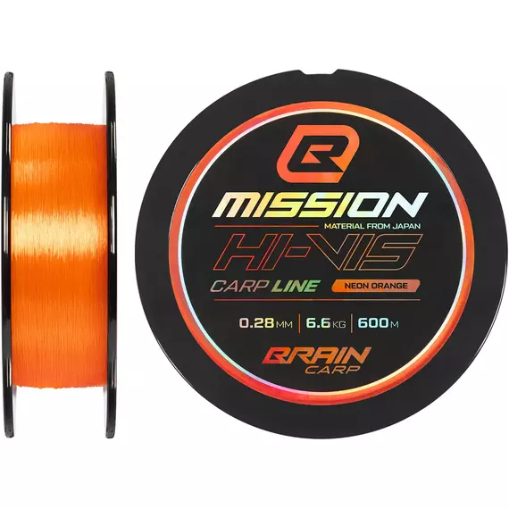 Волосінь Brain Mission Carp Line (Neon Orange) 600m 0.28mm 6.6kg, фото 